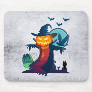Mousepad Espantalho De Halloween Com Coruja E Coruja De Mor