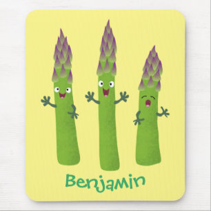 Mousepad Espargos lindos cantando cartoon de trio vegetal