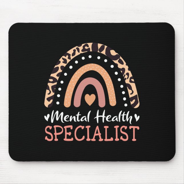 Mousepad Especialista em Saúde Mental do Leopard Rainbow (Frente)