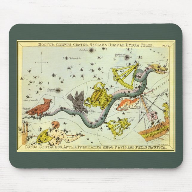 Mousepad Espelho de Urânia, Mapa Celeste de Astronomia Anti (Frente)