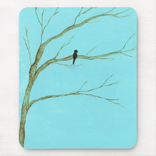 Mousepad Espera - pássaro solitário na arte original (Frente)