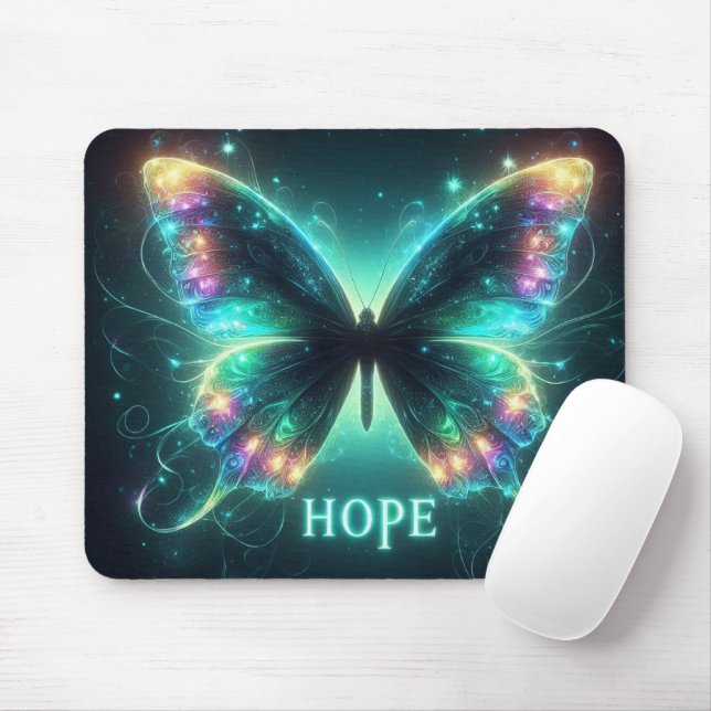 Mousepad Esperança de retratar borboletas multicoloridas ra (Com mouse)