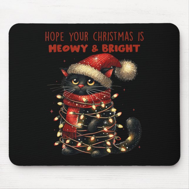 Mousepad Espero Que Seu Natal Seja Meowd&amp; Bright Engraç (Frente)
