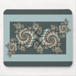 Mousepad Espirais de Arte Fractal Azul-abstrato Beige