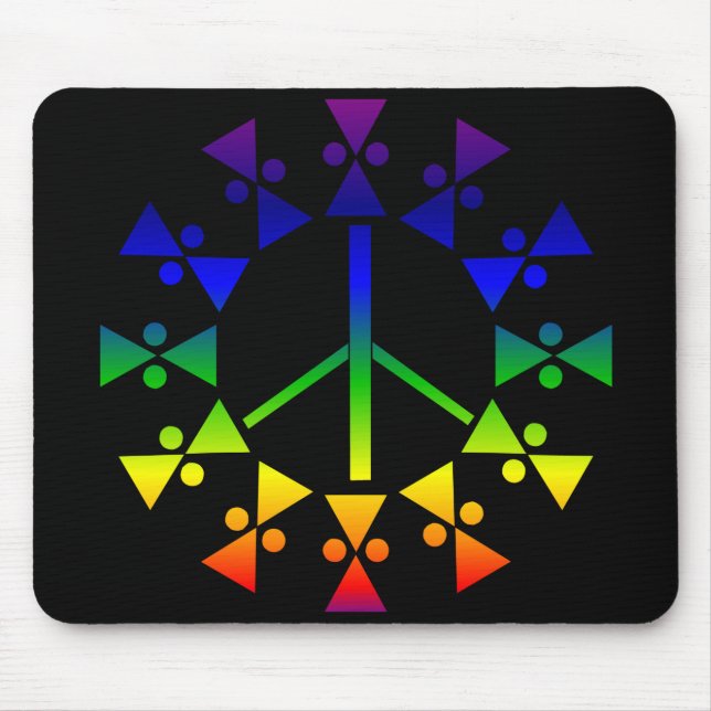 Mousepad Espiral do sinal de paz do arco-íris (Frente)