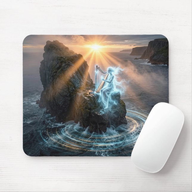 Mousepad Espírito Fantasmagórico do Oceano Tocando uma Harp (Com mouse)