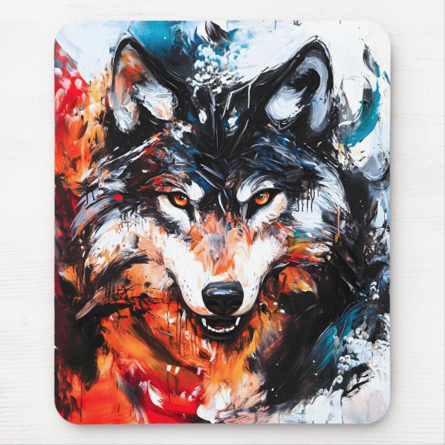 Mousepad Espírito Selvagem Abstrato Lobo (Frente)