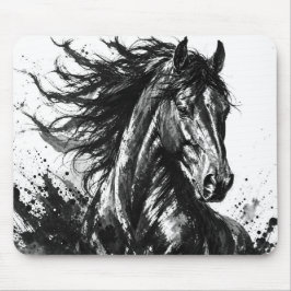 Mousepad Espírito Selvagem em Tinta | Arte de Cavalo Preto 