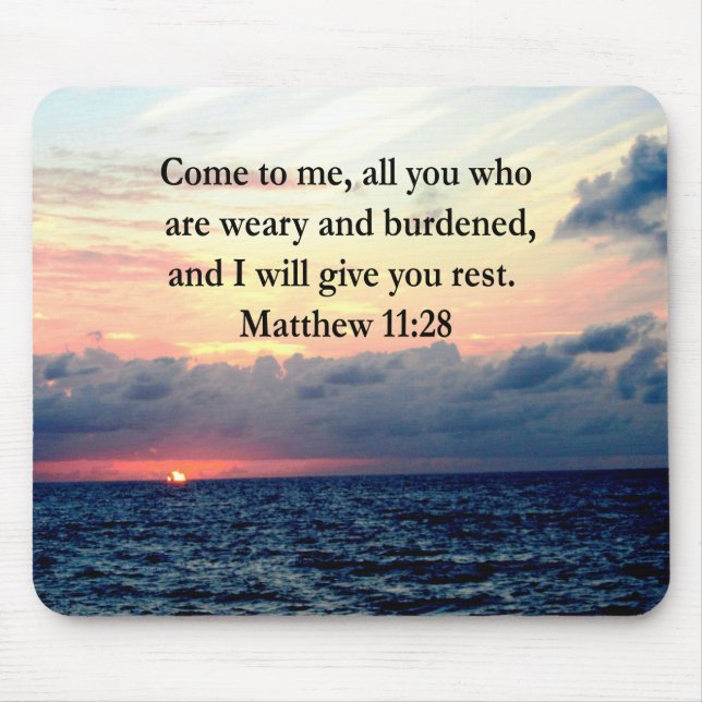 MOUSEPAD ESPIRITUAL MATTHEW 11:28 FOTO DA SCRIPTURA DO SOL (Frente)