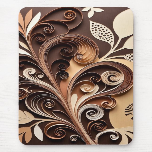Mousepad Espirituosas espirais florais terrosas em estilo d (Frente)