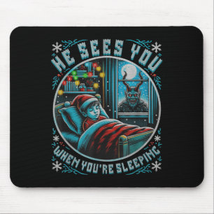 Mousepad Esplêndido Merry Krampus Ele Vê Você Vintage Ho