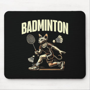 Mousepad Esporte Badminton Cat Entusiasta Feline Kitten
