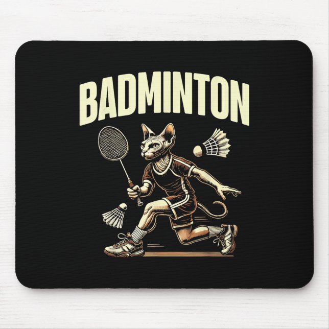 Mousepad Esporte Badminton Cat Entusiasta Feline Kitten (Frente)