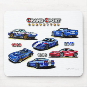 Mousepad Esporte grande Corvetas 1963, 1996, 2010