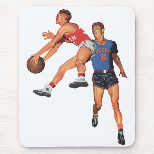 Mousepad Esportes Antigos, Jogadores de Basquete em um Jogo (Frente)