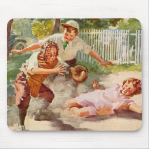 Mousepad Esportes Vintage, Crianças Jogam Stickball Basebal