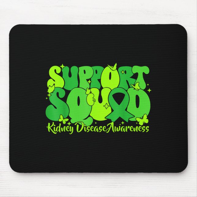 Mousepad Esquadra de apoio à fita verde conscientização sob (Frente)
