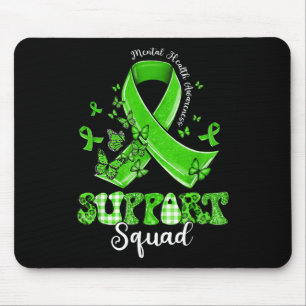 Mousepad Esquadrão de Apoio Borboleta Laço Verde Saúde Ment