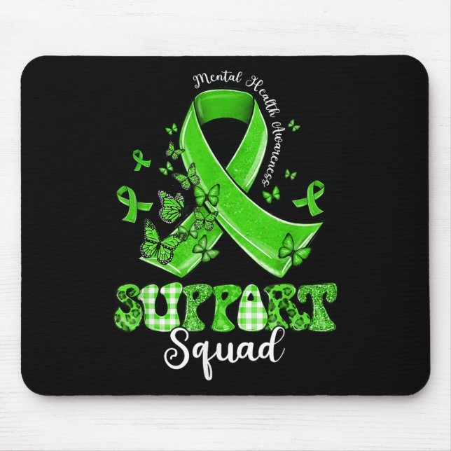 Mousepad Esquadrão de Apoio Borboleta Laço Verde Saúde Ment (Frente)
