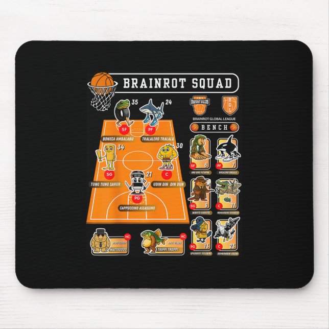 Mousepad Esquadrão de Basquete Italiano Esportes de Brainro (Frente)