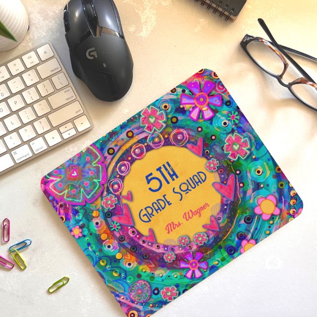 Mousepad Esquadrão de Professores Florais bonito Personaliz (Criador carregado)