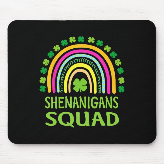 Mousepad Esquadrão Shenanigans Dia de São Patrício Arco-íri (Frente)