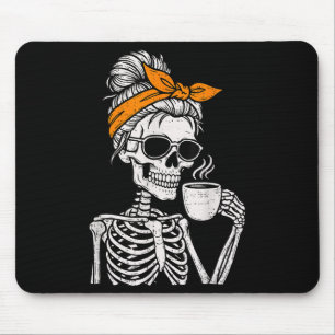 Mousepad Esqueleto Chignon Desarrumado Bebendo Café Fantasi
