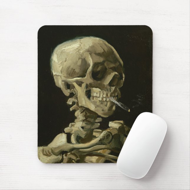 Mousepad Esqueleto com cigarro queimado | Van Gogh (Com mouse)