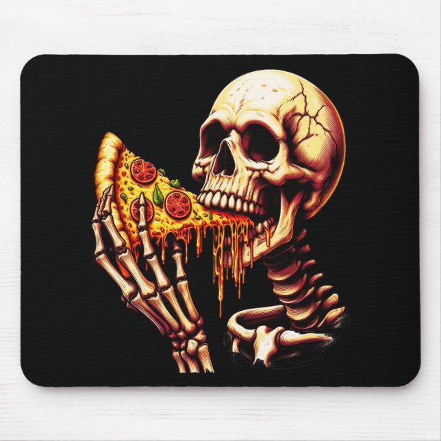 Mousepad Esqueleto Comendo Pizza  (Frente)