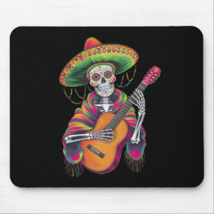 Mousepad Esqueleto Crânio Guitarra De Cinco De Mayo Fiesta