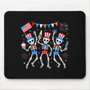 Mousepad Esqueleto dançante 4 de julho merica EUA americano