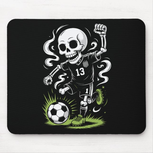 Mousepad Esqueleto de futebol de Halloween sob a lua laranj (Frente)