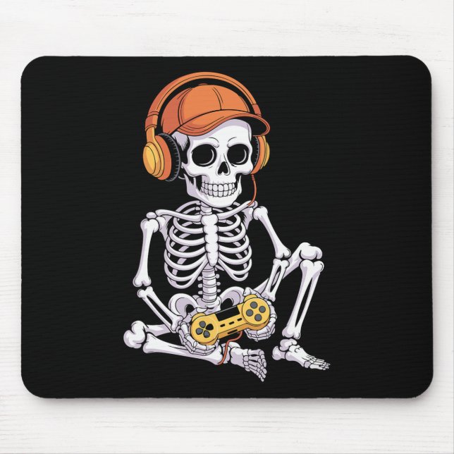 Mousepad Esqueleto de Halloween de Jogos de Vídeo Engraçado (Frente)