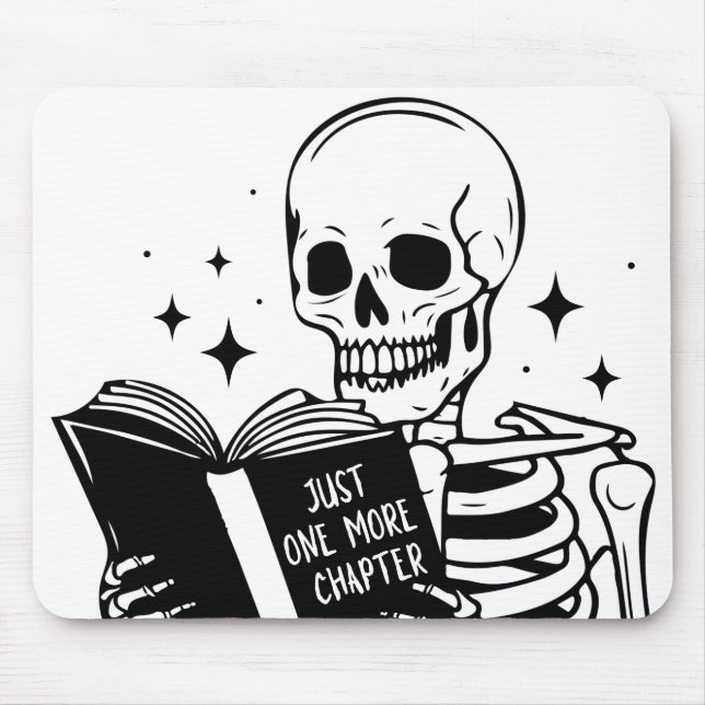 Mousepad Esqueleto de Leitura Divertida Só Mais Um Capítulo (Frente)