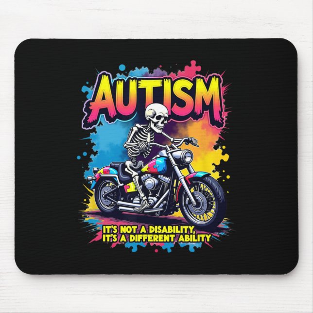 Mousepad Esqueleto de motociclista quebra-cabeça Autismo Aw (Frente)