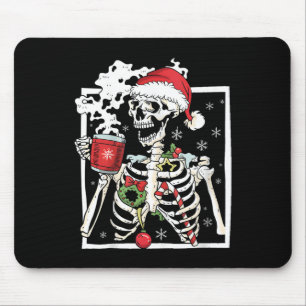 Mousepad Esqueleto De Natal Com Bebendo Crânio Sorridente C