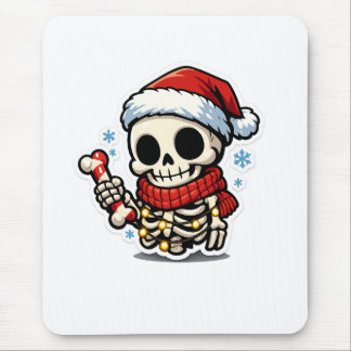 Mousepad Esqueleto de Natal Fofo Segurando Cana-de-Açúcar K