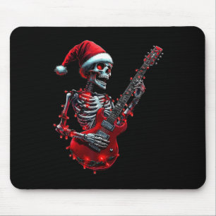 Mousepad Esqueleto de Natal Tocando Violão Rock And R