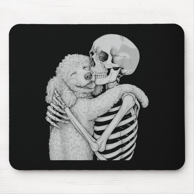Mousepad Esqueleto de Poodle Abraço Amante de Cachorro de H (Frente)