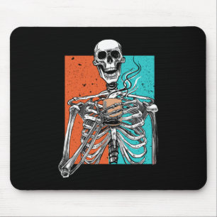 Mousepad Esqueleto do Dia de as Bruxas engraçado do café do
