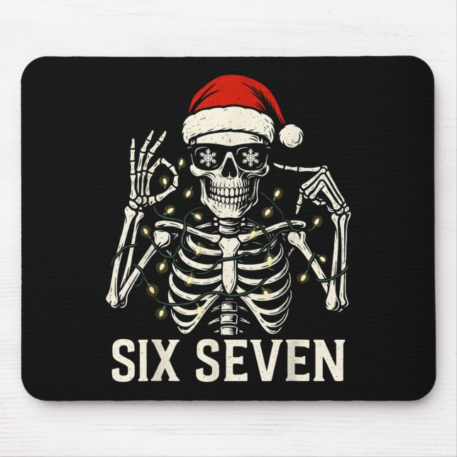 Mousepad Esqueleto do Meme de Natal 67 Com Chapéu de Papai  (Frente)