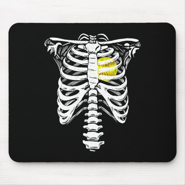 Mousepad Esqueleto do Tórax com Coração de Softbol Hallowee (Frente)