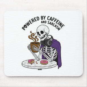 Mousepad Esqueleto Engraçado   Movido a Cafeína e Sarcasmo