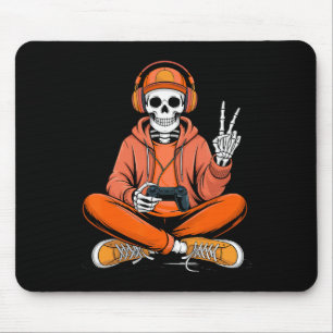 Mousepad Esqueleto Gamer Vídeo Jogos Halloween Meninos Home
