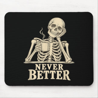Mousepad Esqueleto Gótico de Café Engraçado Halloween Cafeí