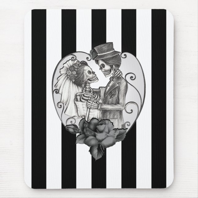 Mousepad Esqueleto Listrado Casal Apaixonado Dança de Casam (Frente)