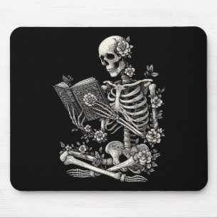 Mousepad Esqueleto Livro Floral Caveira Halloween Professor