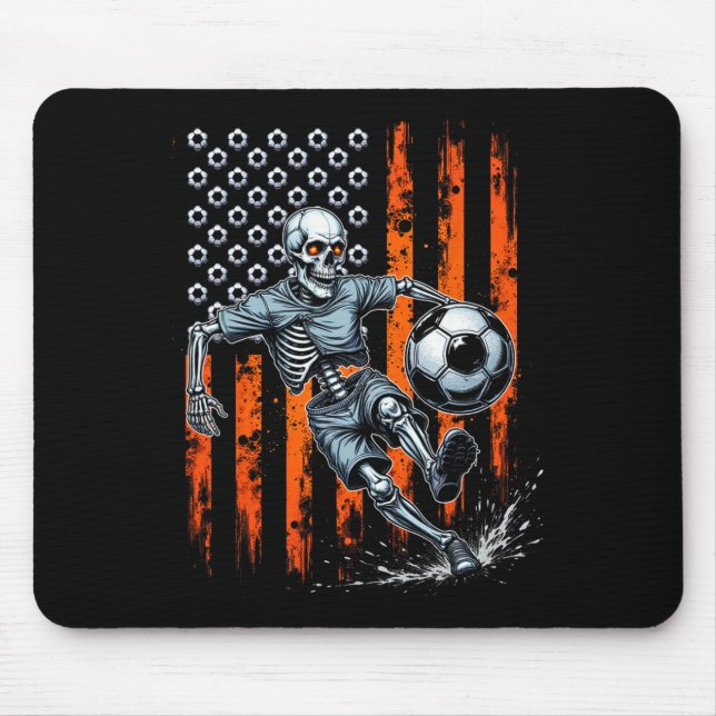 Mousepad Esqueleto Retro Jogando Futebol Bandeira dos EUA A (Frente)