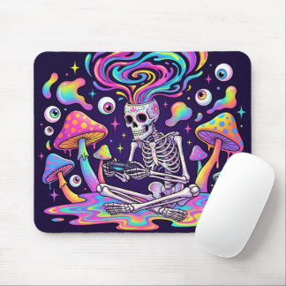 Mousepad Esqueleto Surrealista de Jogador com Crânio Vortex