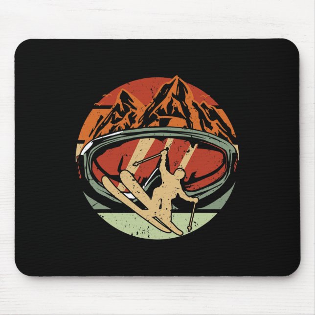 Mousepad Esqui de esqui engraçado do driver de esqui retrô (Frente)